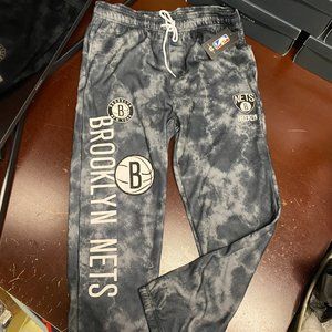NBA Mens Black Brooklyn Nets New York Elastic Waist Basketball Jogger Pants